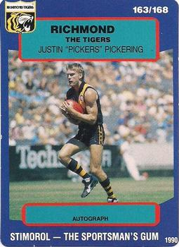 1990 AFL Scanlens Stimorol #163 Justin Pickering Front
